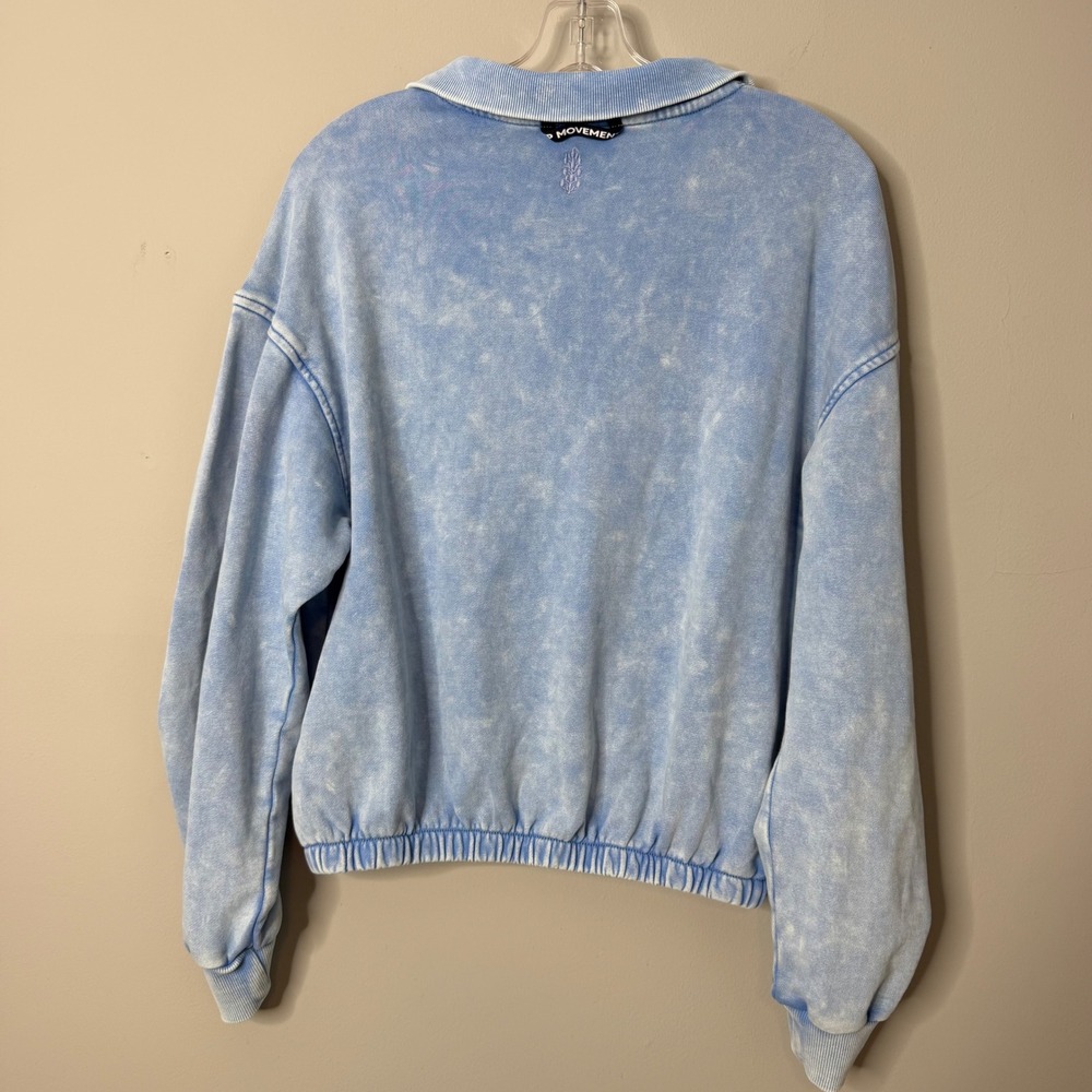 FP Movement Sweatshirt Womens S Blue Acid Wash Valley Girl Quarter Zip Cropped - Picture 3 of 9
